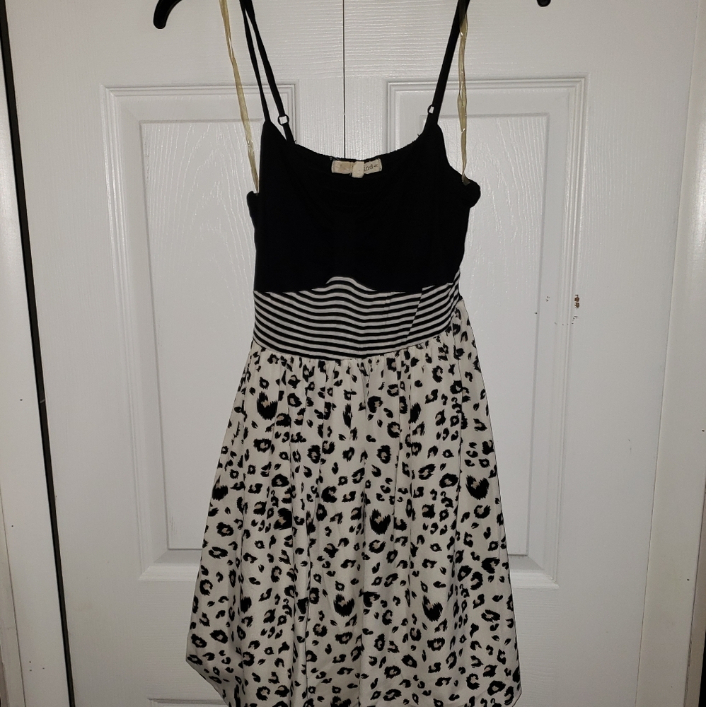 Rewind Black, White, and Leopard Print Dress